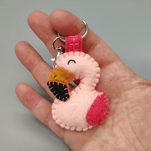 Pink Flamingo Key Chain - Felt Plush - Backpack Buddies - Handmade