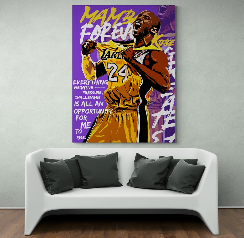 Kobe Bryant Wall Art NBA Athlete Kobe Bryant Canvas Wall Art Etsy