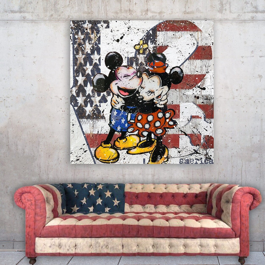 Mickey and Minnie Mouse Canvas Wall Art Mickey and Minnie Etsy