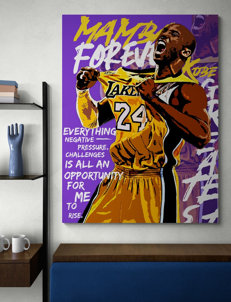 Kobe Bryant Wall Art NBA Athlete Kobe Bryant Canvas Wall Art Etsy
