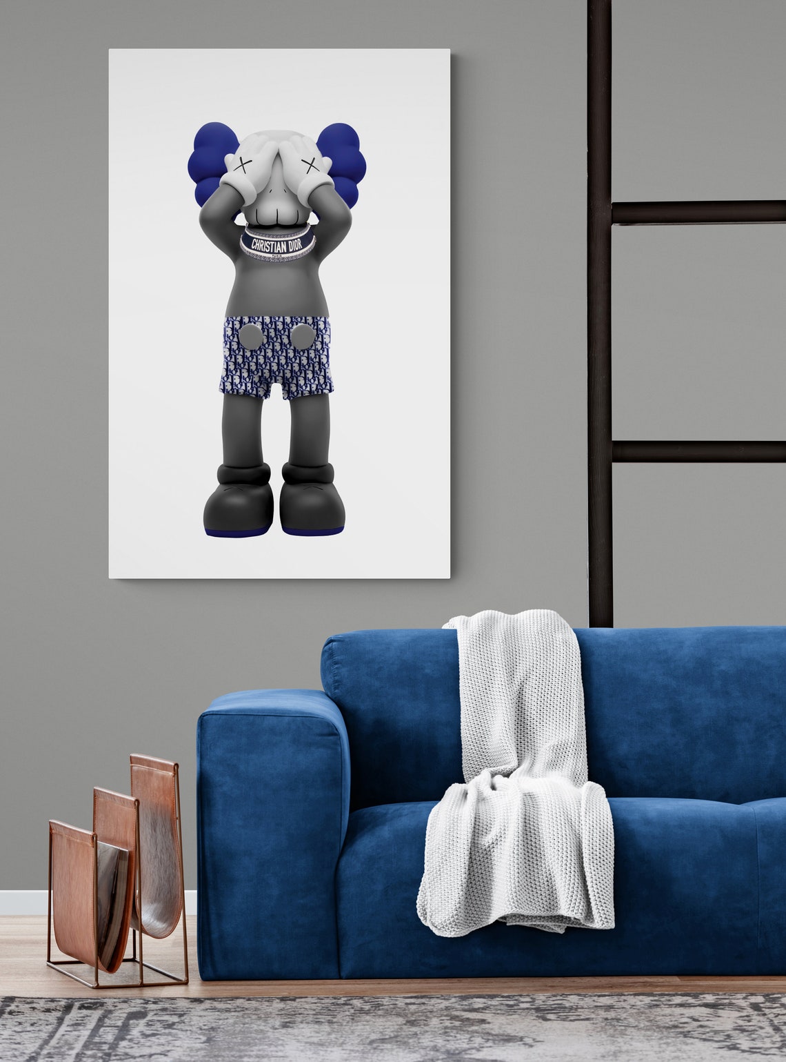 Kaws Canvas Wall Art Kaws see No Evil Blue Wall Etsy