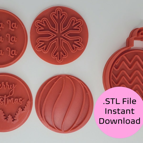 Print Your Own Cookie Cutters - 6 pc set STL 3D PRINT FILE Christmas Ornament Cookie Cutter Set