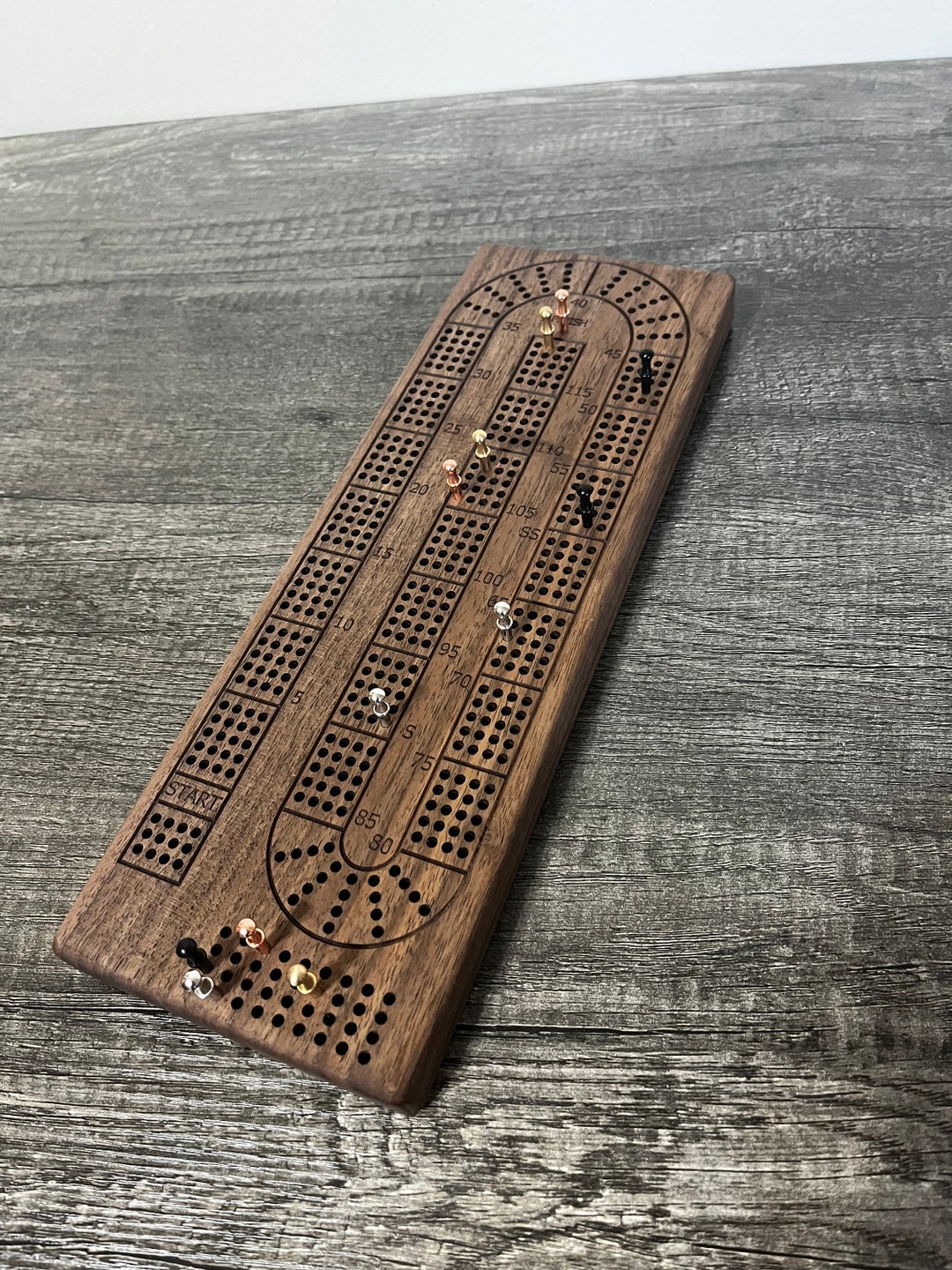 4 Track Hardwood Cribbage Board Now With Stronger Peg Storage Includes