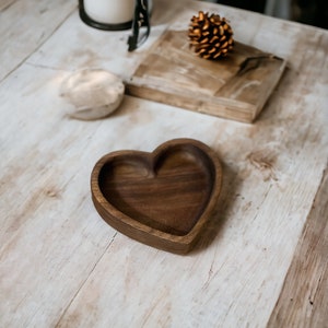 Custom Handmade Heart Dish/Tray made of Solid Black Walnut & Water Resistant - Can Be Personalized!