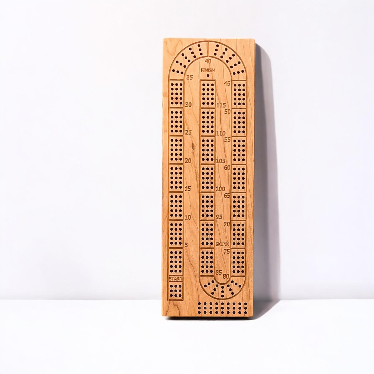 Solid Cherry Cribbage Board: 3-track, Metal Pegs & Card Deck - Etsy
