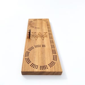 Personalized Monogram Cribbage Board | Peg Storage + Playing Cards Included