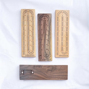 Handmade 2-Track Cribbage Board with Magnetic Peg Storage - Customizable, Includes 6 Metal Pegs & Deck of Cards