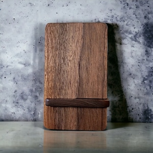 Suporte dobrável feito à mão em madeira de nogueira preta para telefone/tablet/livro com personalização opcional