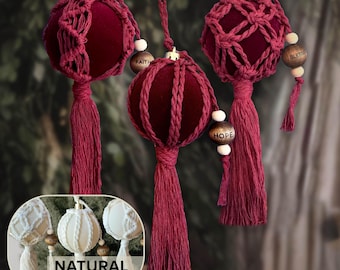 LUXE Macrame Christmas Ornaments: LUX Boho Decor, Set of 3