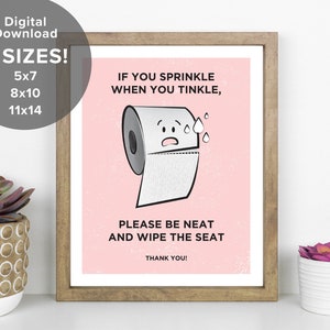 Se cospargi quando tintinna Arte da parete stampabile per il bagno, arte da parete stampabile, arte da parete con carta igienica, regalo divertente, compleanno, Natale