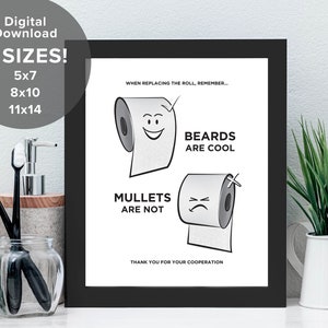 Le barbe sono fantastiche Le triglie non sono stampabili Arte della parete del bagno, Arte della parete stampabile, Arte della parete della carta igienica, Regalo divertente, Compleanno, Regalo divertente
