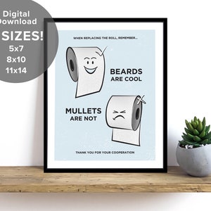 Le barbe sono fantastiche Le triglie non sono stampabili Arte della parete del bagno, Arte della parete stampabile, Arte della parete della carta igienica, Regalo divertente, Compleanno, Natale