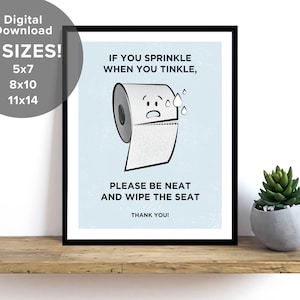 Se cospargi quando tintinna Arte da parete stampabile per il bagno, arte da parete stampabile, arte da parete con carta igienica, regalo divertente, compleanno, Natale