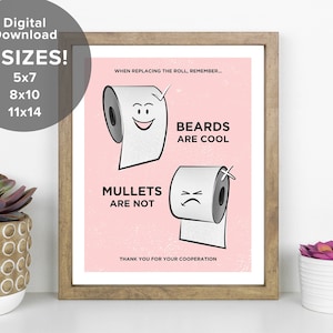 Le barbe sono fantastiche Le triglie non sono stampabili Arte della parete del bagno, Arte della parete stampabile, Arte della parete della carta igienica, Regalo divertente, Compleanno, Natale