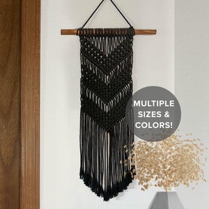 Handmade Macrame Wall Hanging - Chevron Macrame Tapestry//Boho Wall Hanging - Black, Grey, Natural White