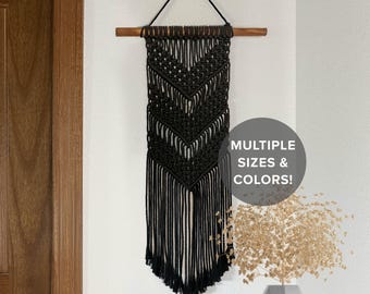 Handmade Macrame Wall Hanging - Chevron Macrame Tapestry//Boho Wall Hanging - Black, Grey, Natural White