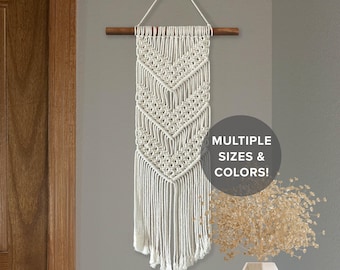 Handmade Macrame Wall Hanging - Chevron Macrame Tapestry//Boho Wall Hanging - Natural White, Black or Grey