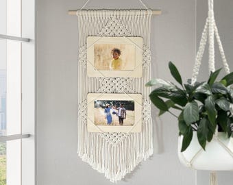 Handmade Photo Macrame Wall Hanging - Boho Wall Hanging // Photo Gift