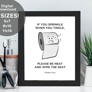 If You Sprinkle When You Tinkle Printable Bathroom Wall Art, Printable Wall Art, Toilet Paper Wall Art, Funny Gift, Birthday