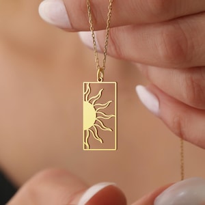 Sun Necklace, Gold Sun Pendant, Celestial Jewelry, Spiritual Sun Charm, Gold Sunburst Necklace, Boho Jewelry, Sun Symbol Pendant