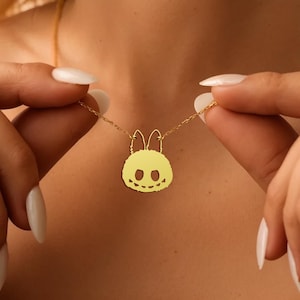 Cute Bunny Monster Pendant Necklace, Labu jewelry, Labu Charm Necklace, Silver Handmade Cartoon Charm Jewelry Gift, Gift for Kids