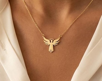 Angel Necklace, Guardian Angel Wings Jewelry, Minimalist Protective Angel Necklace, Spiritual Protection Jewelry Gift for Her