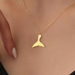 Whale Tail Necklace, Gold Ocean Pendant, Nautical Jewelry, Whale Lover Gift, Sea Life Charm, Gold Whale Pendant, Ocean Lover Necklace