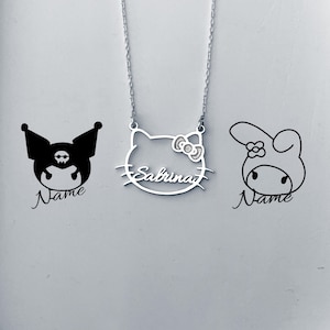 Kitty Name Necklace, Cute Kitty Necklace, Kitty Cartoon Name Pendant, Kitty Gold Necklace, Kitty Jewelry, Custom Kitty Gifts For Kids