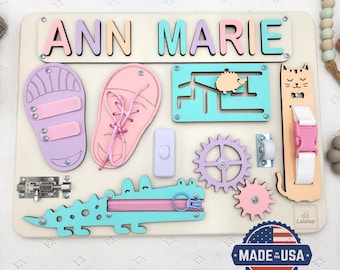 Puzzle Custom Name Busy Board for Toddler Activity Board Personalized Puzzle Toy 1st Birthday Baby Gift Montessori Toy Birthday Gift Toddler