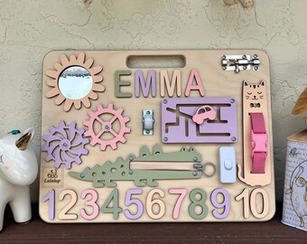 Personalized Busy Board Puzzle for Toddlers, Custom Montessori Activity Board, Educational Toy, 1st Birthday Gift, Baby Shower Gifts