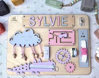 Puzzle Name Busy Board for Toddler, Activity Board, Personalized Puzzle Toy, 1st Birthday Baby Gift, Montessori Board, Birthday Gift Toddler