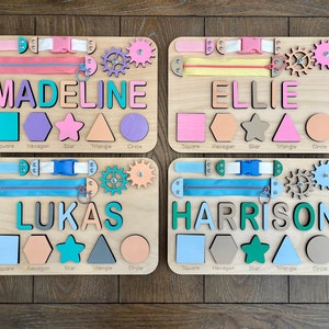 Made in USA Personalized Busy Board Name Puzzle for Toddler, Personalized Gift, Wooden Montessori Toy, 1st Birthday Gift, Christmas Gift image 2