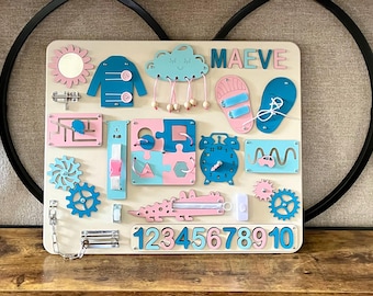 Personalized Montessori Busy Board, Activity Learning Toy, Gift for Toddler