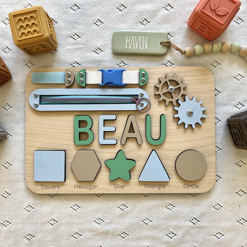 Made in USA Personalized Busy Board Name Puzzle for Toddler, Personalized Gift, Wooden Montessori Toy, 1st Birthday Gift, Christmas Gift image 9