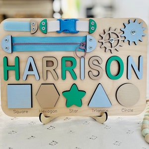 Personalized Toddlers Busy Board, Development Toys, Montessori Toys, Nursery Baby Decor, Baby Shower Gift, 1st Birthday Gift, Christmas Gift image 5