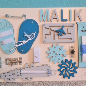 Custom made Busy Board for Toddlers, Activity Board, Toddler Gift, Montessori Board, Developing Board, Wooden Sensory Board, Birthday Gift