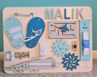 Custom made Busy Board for Toddlers, Activity Board, Toddler Gift, Montessori Board, Developing Board, Wooden Sensory Board, Birthday Gift