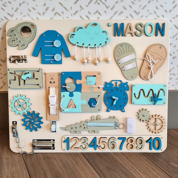 Personalized Busy Board for toddler, Activity Board, Personalized Gift, Montessori Toy, Present for Toddler, Birthday Gift, Christmas Gift