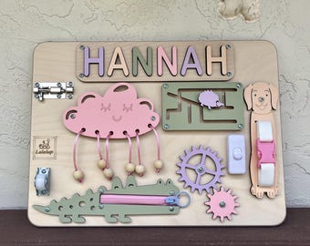 Puzzle Name Busy Board for Toddler, Activity Board, Personalized Puzzle Toy, 1st Birthday Baby Gift, Montessori Board, Birthday Gift Toddler