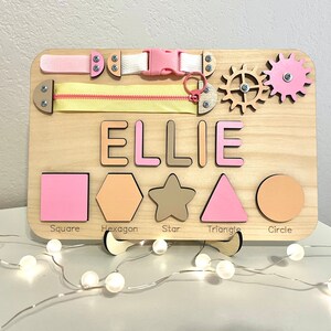 Personalized Toddlers Busy Board, Development Toys, Montessori Toys, Nursery Baby Decor, Baby Shower Gift, 1st Birthday Gift, Christmas Gift image 10