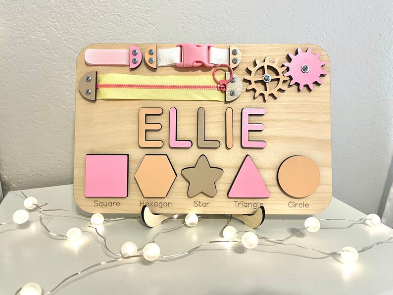 Personalized Toddlers Busy Board, Development Toys, Montessori Toys, Nursery Baby Decor, Baby Shower Gift, 1st Birthday Gift, Christmas Gift image 10