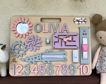 Personalized Busy Board for Toddlers, Activity Board, Handmade busy board, toddler Birthday gift, Baby Gift, Montessori Toys, Welcome baby