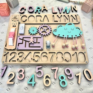 Puzzle Name Busy Board for Toddler Activity Board Personalized Puzzle Toy 1st Birthday Baby Gift Montessori Board Toddler Birthday Gift image 12
