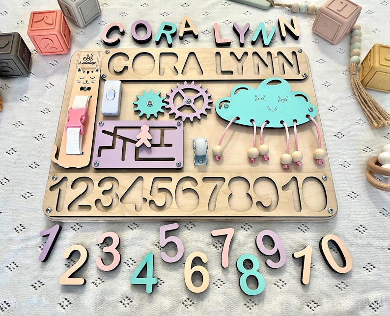 Puzzle Name Busy Board for Toddler Activity Board Personalized Puzzle Toy 1st Birthday Baby Gift Montessori Board Toddler Birthday Gift image 12