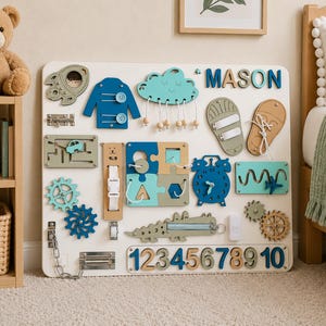 Personalized Busy Board for toddler, Activity Board, Personalized Gift, Montessori Toy, Present for Toddler, Birthday Gift, Christmas Gift