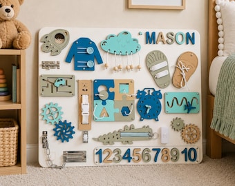 Personalized Busy Board for toddler, Activity Board, Personalized Gift, Montessori Toy, Present for Toddler, Birthday Gift, Christmas Gift