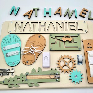 Puzzle Name Busy Board for Toddler Activity Board Personalized Puzzle Toy 1st Birthday Baby Gift Montessori Board Toddler Birthday Gift image 20