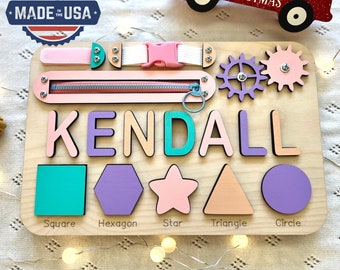 Personalized Busy Board Name Puzzle for Toddler, Activity Board, Personalized Gift, Wooden Montessori Toy, 1st Birthday Gift, Christmas Gift