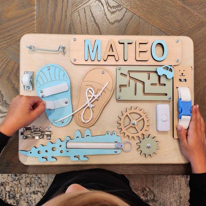 Puzzle Name Busy Board for Toddler Activity Board Personalized Puzzle Toy 1st Birthday Baby Gift Montessori Board Toddler Birthday Gift image 15