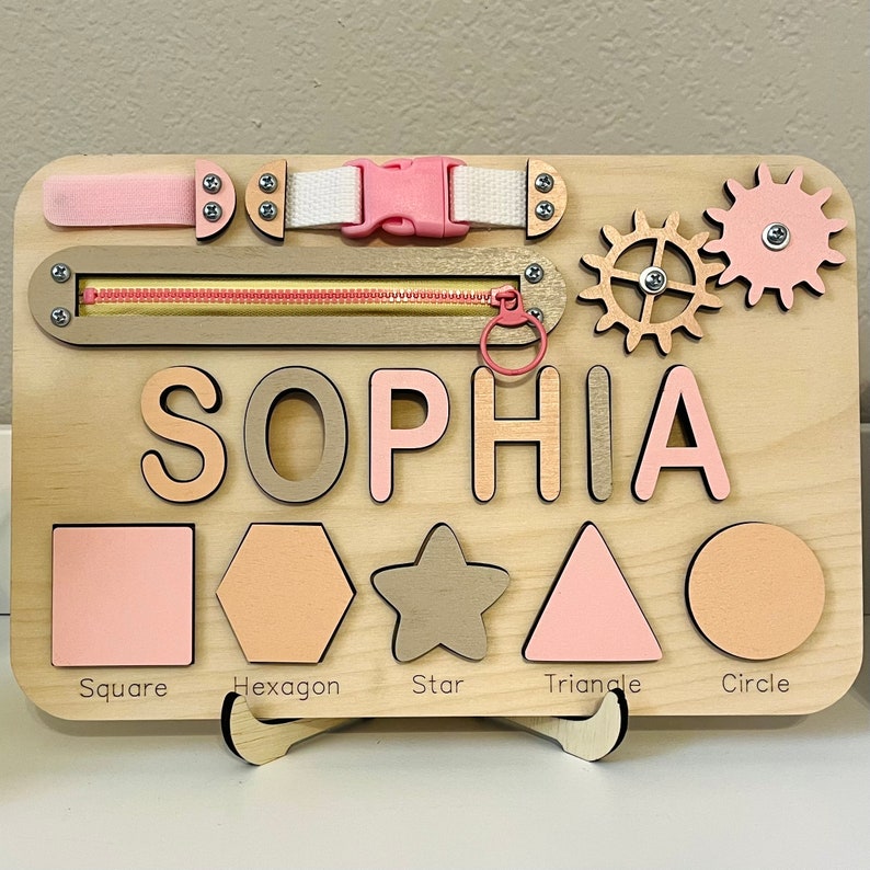 Made in USA Personalized Busy Board Name Puzzle for Toddler, Personalized Gift, Wooden Montessori Toy, 1st Birthday Gift, Christmas Gift image 10